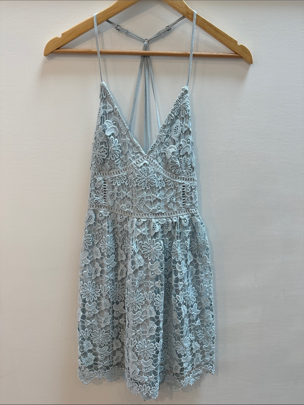 Hollister Light Blue Lace Spaghetti Strap Dress
